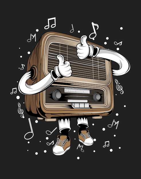 Retro Radio Jamming with Funky Tunes and Thumbs Up | Jiffy Designs