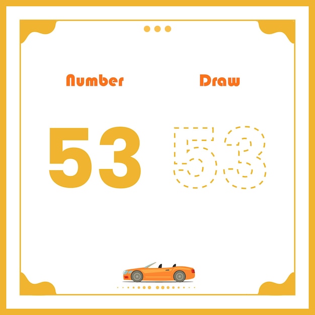 Vibrant Number 53 and Sketched Sports Car Illustration | Jiffy Designs