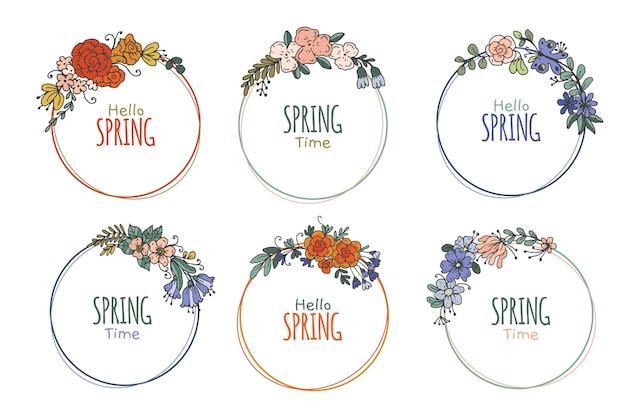Vibrant Spring Floral Wreath Illustrations with Greetings | Jiffy Designs