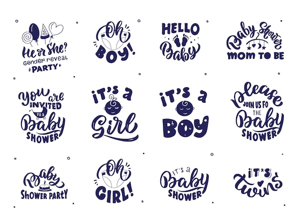 Whimsical baby shower lettering collection with playful designs | Jiffy ...