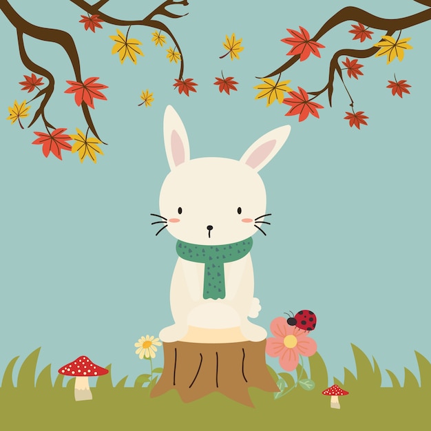 Enchanting Autumn Rabbit and Girl Scene | Jiffy Designs
