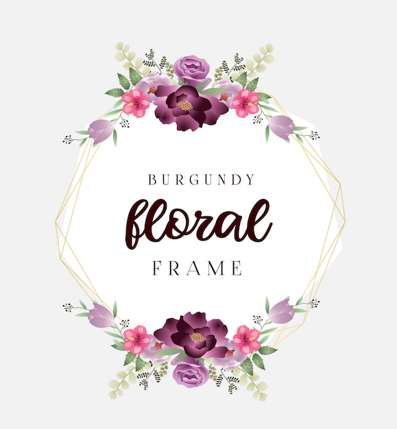 Elegant Burgundy Floral Frame with Delicate Blooms | Jiffy Designs