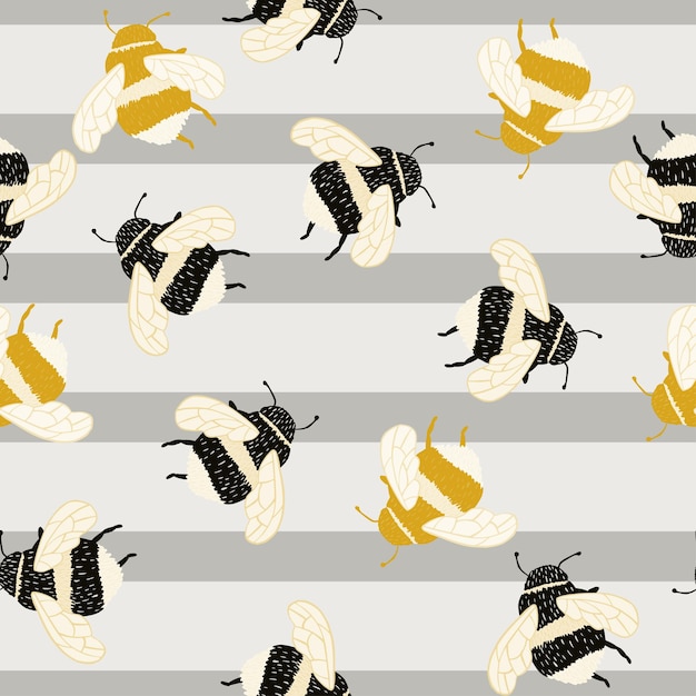 Whimsical Bees and Stripes Seamless Pattern for Sticker Designs | Jiffy ...
