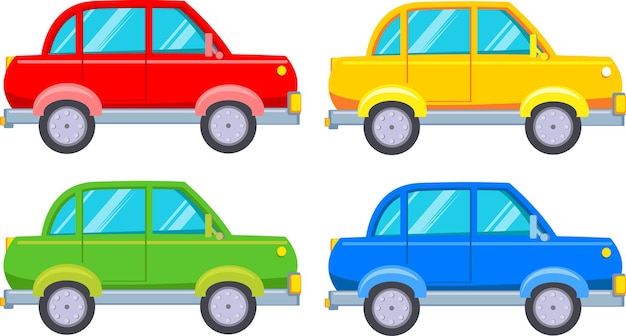 Vibrant Collection of Colorful Cartoon Cars on White Background | Jiffy ...