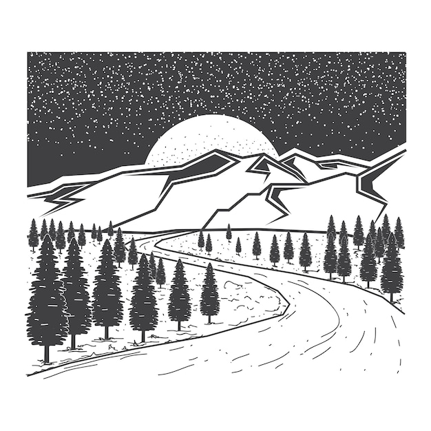 Serene Mountain Landscape Under a Starry Night Sky | Jiffy Designs