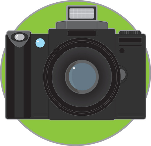 A Single Camera On A Green Circle Background | Jiffy Designs