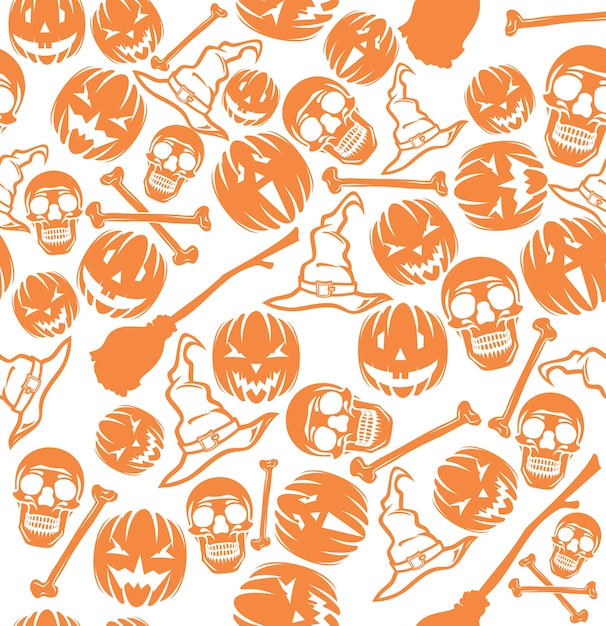 Spooky Halloween Pumpkins and Skulls Pattern | Jiffy Designs