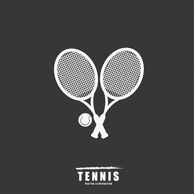 Minimalist Tennis Rackets and Ball Graphic on Black Background | Jiffy ...