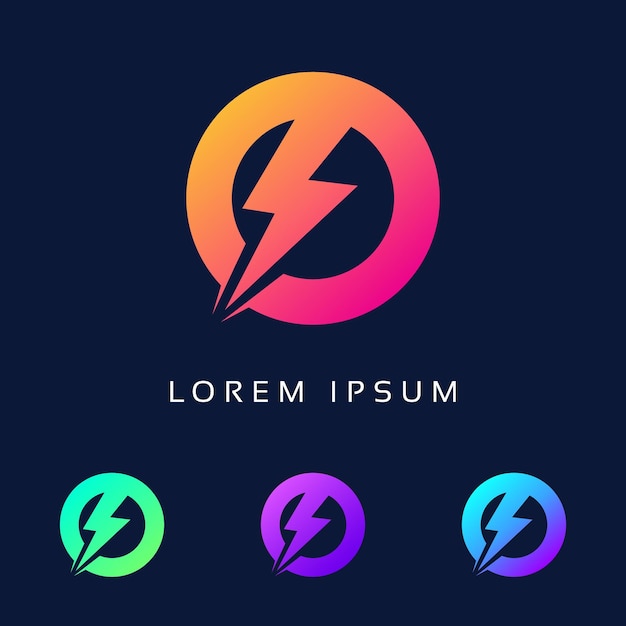 Vibrant Lightning Bolt Symbols in Gradient Circles | Jiffy Designs