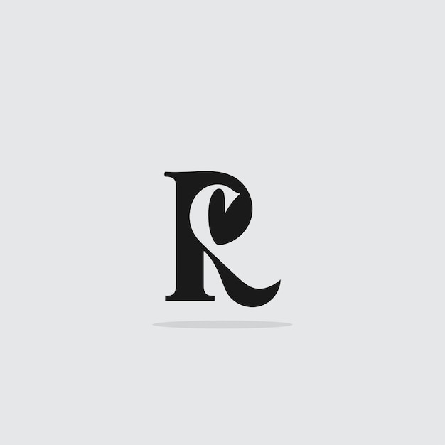 Elegant Monogram Letter R in Sophisticated Black and White | Jiffy Designs