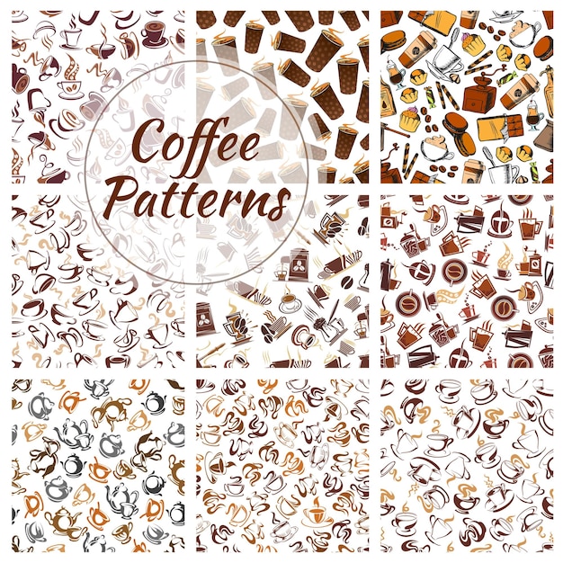 Diverse Collection of Captivating Coffee-Themed Patterns | Jiffy Designs
