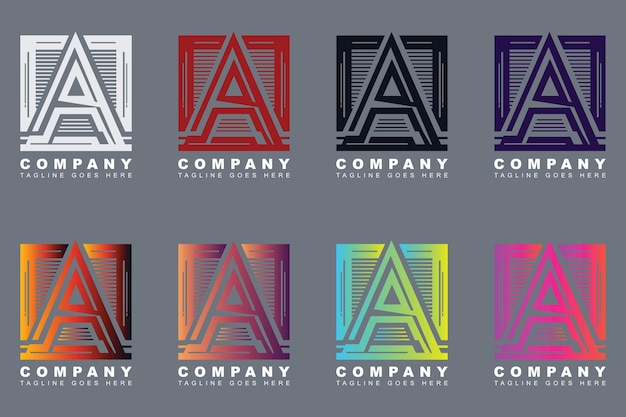 Vibrant Layered Letter A Company Logos in Various Colors | Jiffy Designs