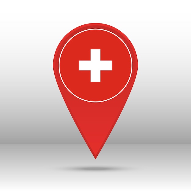 Red medical map pointer with white cross symbol | Jiffy Designs
