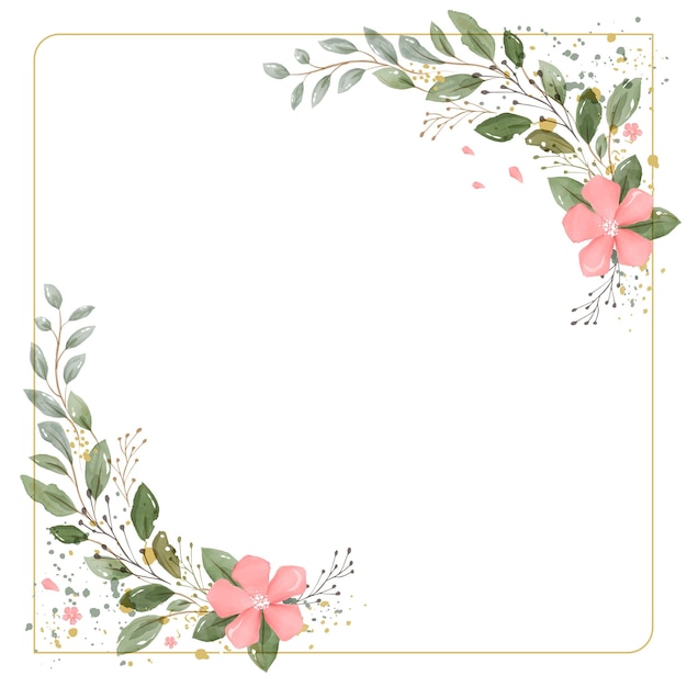 Delicate Floral Frame with Pink Blossoms and Greenery | Jiffy Designs