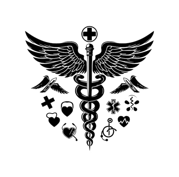 Winged Medical Caduceus Symbol with Iconic Imagery | Jiffy Designs