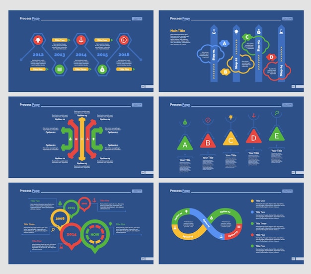 Vibrant Infographic Elements Collection with Geometric Shapes and Icons ...