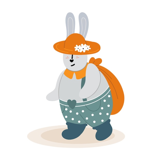 Charming Rabbit in Polka Dot Outfit with Stylish Hat | Jiffy Designs