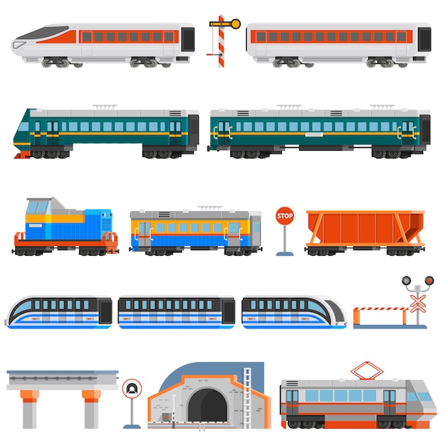 Vibrant Train and Railway Elements Illustration Collection | Jiffy Designs