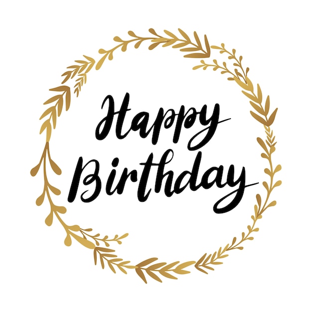 Elegant golden wreath with 'Happy Birthday' calligraphy | Jiffy Designs