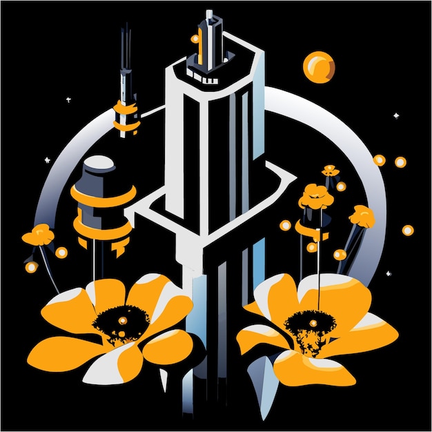 Vibrant Floral Cityscape: A Dynamic Graphic Design | Jiffy Designs