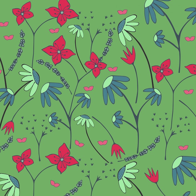 Vibrant Floral Pattern with Whimsical Blooms and Foliage | Jiffy Designs