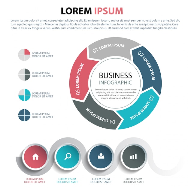 Circular Business Infographic with Icons and Text Elements | Jiffy Designs