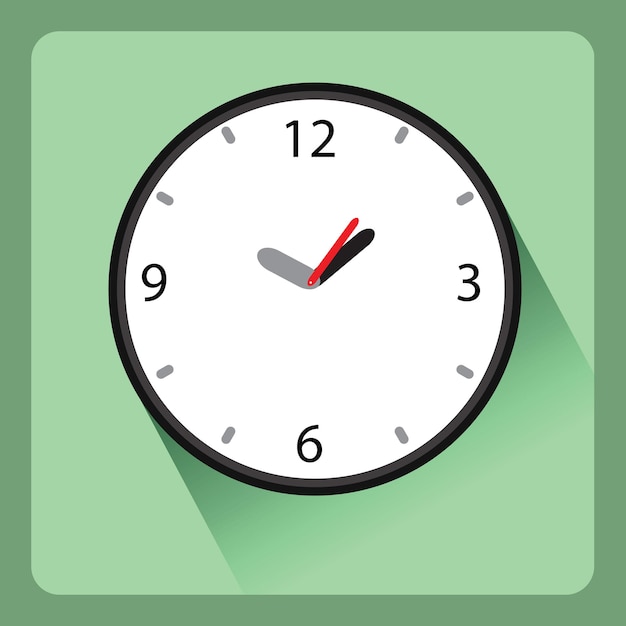 Minimalist Wall Clock with Red Hands on Green Background | Jiffy Designs