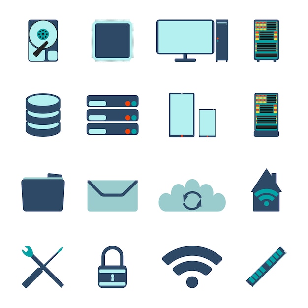 Diverse Technology Icons: Hardware, Storage, and Connectivity | Jiffy ...