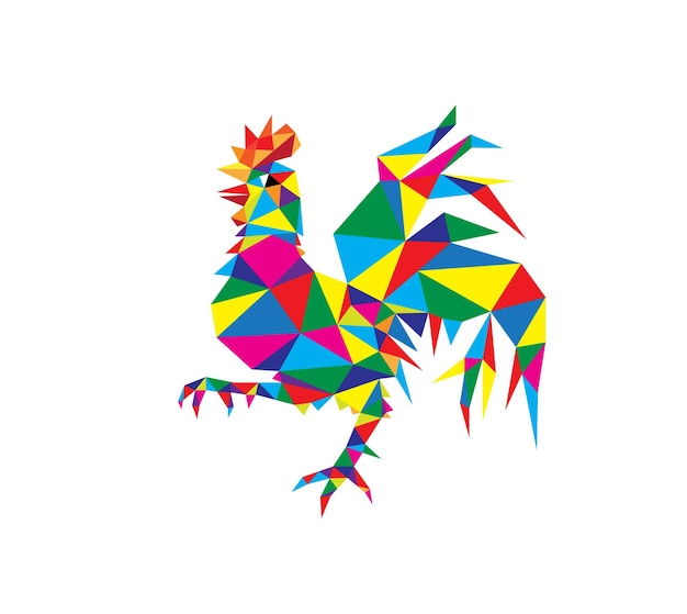 Vibrant Geometric Rooster - Colorful Abstract Cockerel | Jiffy Designs