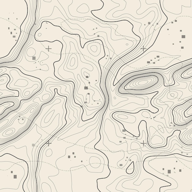 Intricate Monochrome Topographic Map with Winding Paths and Terrain ...