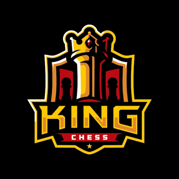 Regal Chess King Emblem with Ornate Golden Crown | Jiffy Designs