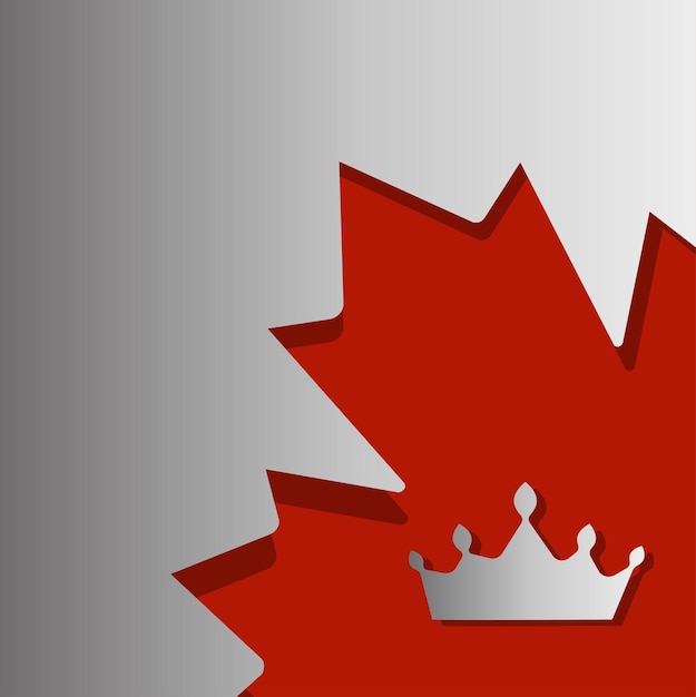 Majestic Red Maple Leaf with Regal Crown Silhouette | Jiffy Designs