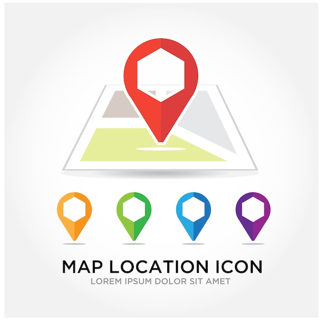Colorful Map Location Icons with Pointer and Text | Jiffy Designs