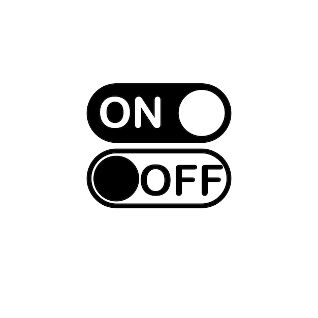 Minimalist On-Off Switch Icon in Black and White | Jiffy Designs