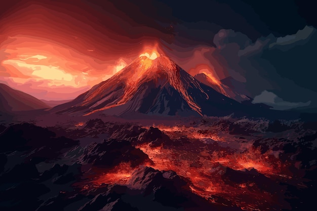 Majestic Volcanic Eruption Illuminates the Night Sky | Jiffy Designs