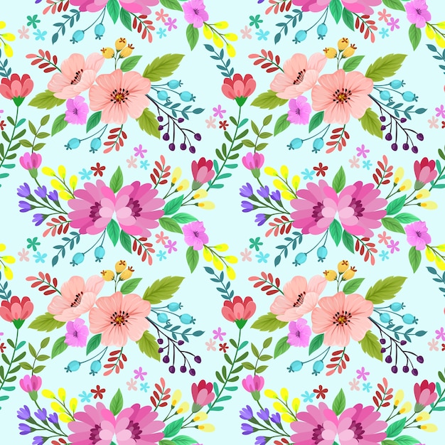 Vibrant Floral Pattern with Blooms and Foliage | Jiffy Designs