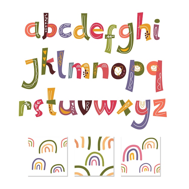 Vibrant Alphabet Collection with Playful Rainbow Patterns | Jiffy Designs