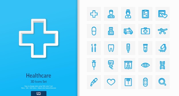 Comprehensive Healthcare Icon Set with Cross Symbol | Jiffy Designs