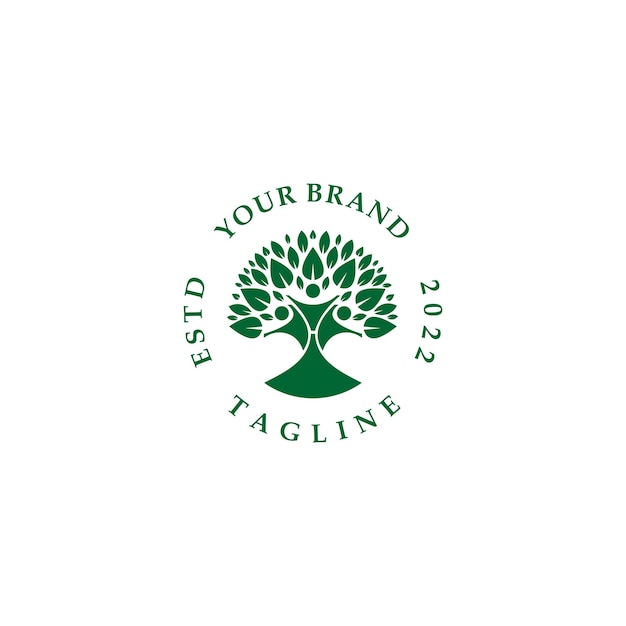 Green Tree Logo with Tagline and Establishment Year | Jiffy Designs