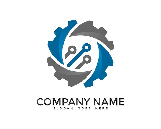 Sleek Gears and Cogs Technology Company Logo | Jiffy Designs