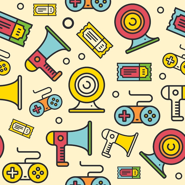 Vibrant Retro Gaming Icons and Symbols Collage | Jiffy Designs