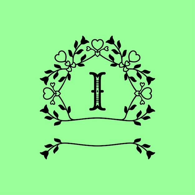 Elegant Floral Monogram Frame with Initial I | Jiffy Designs