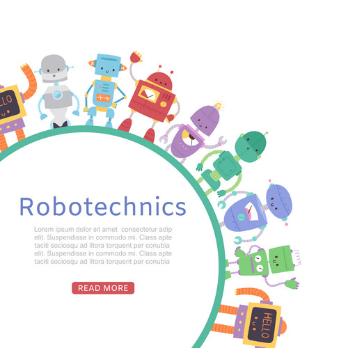 Robotics With Cute Robots And Transformers Round Banner For Kids ...