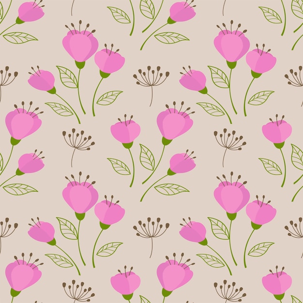 Vibrant Floral Pattern with Pink Blooms and Leaves | Jiffy Designs