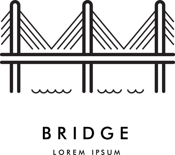 The Logo With The Image Of The Cable Bridge. Vector Logo Of The Bridge ...