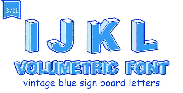 Vintage Blue 3D Sign Board Letters with Volumetric Font | Jiffy Designs