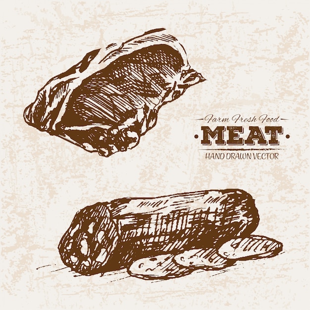 Vintage Meat Illustration with Hand-Drawn Butcher Cuts | Jiffy Designs