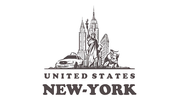 Iconic Skyline of New York City with Statue of Liberty | Jiffy Designs
