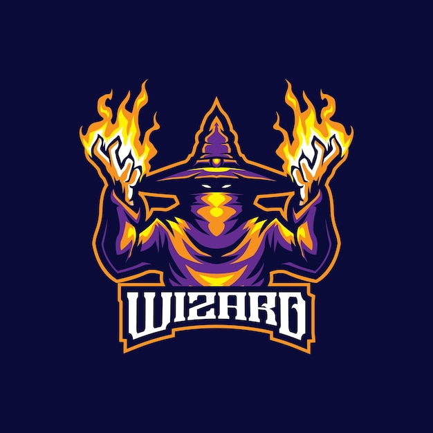 Mystical Wizard Emblem with Fiery Hands and Vibrant Colors | Jiffy Designs