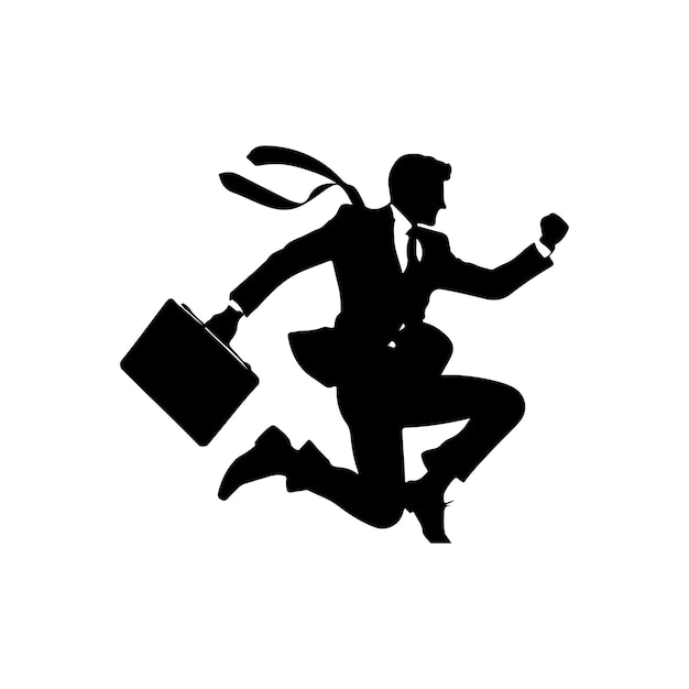 Determined Businessman Rushing with Briefcase in Silhouette | Jiffy Designs